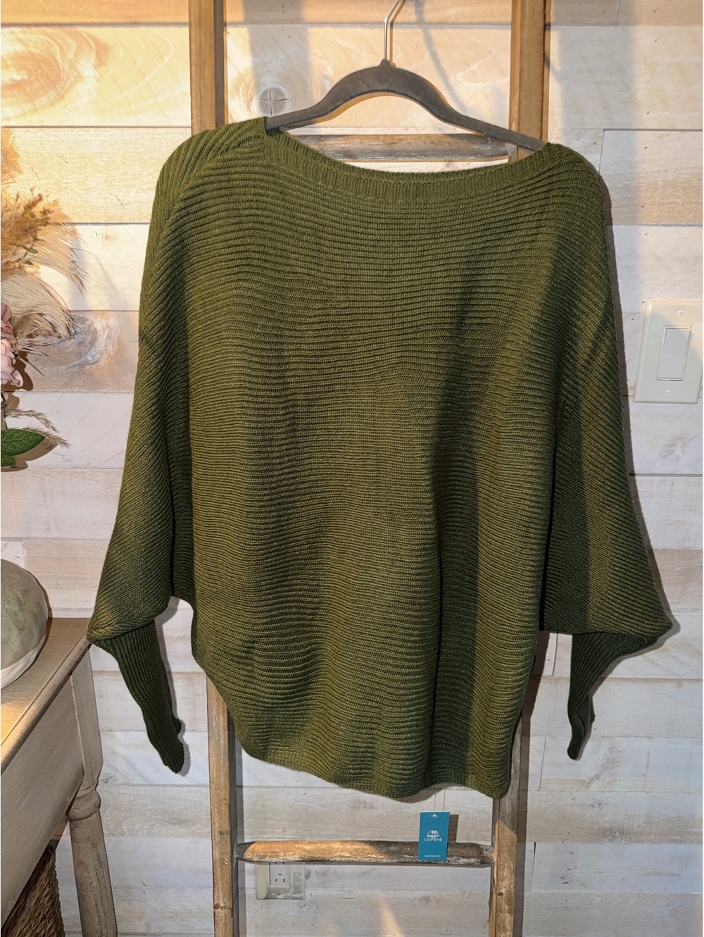 Cupshe Olive Green Ribbed Knit Sweater Size Small